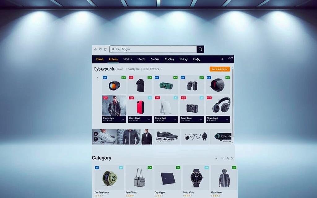 A sleek and modern e-commerce website with a well-organized category page, showcasing a variety of products against a minimalist background. The page layout features clean lines, clear product images, and intuitive navigation. Bright lighting illuminates the scene, creating a sense of professionalism and attention to detail. The overall atmosphere conveys a user-friendly shopping experience, optimized for search engine visibility and conversions.