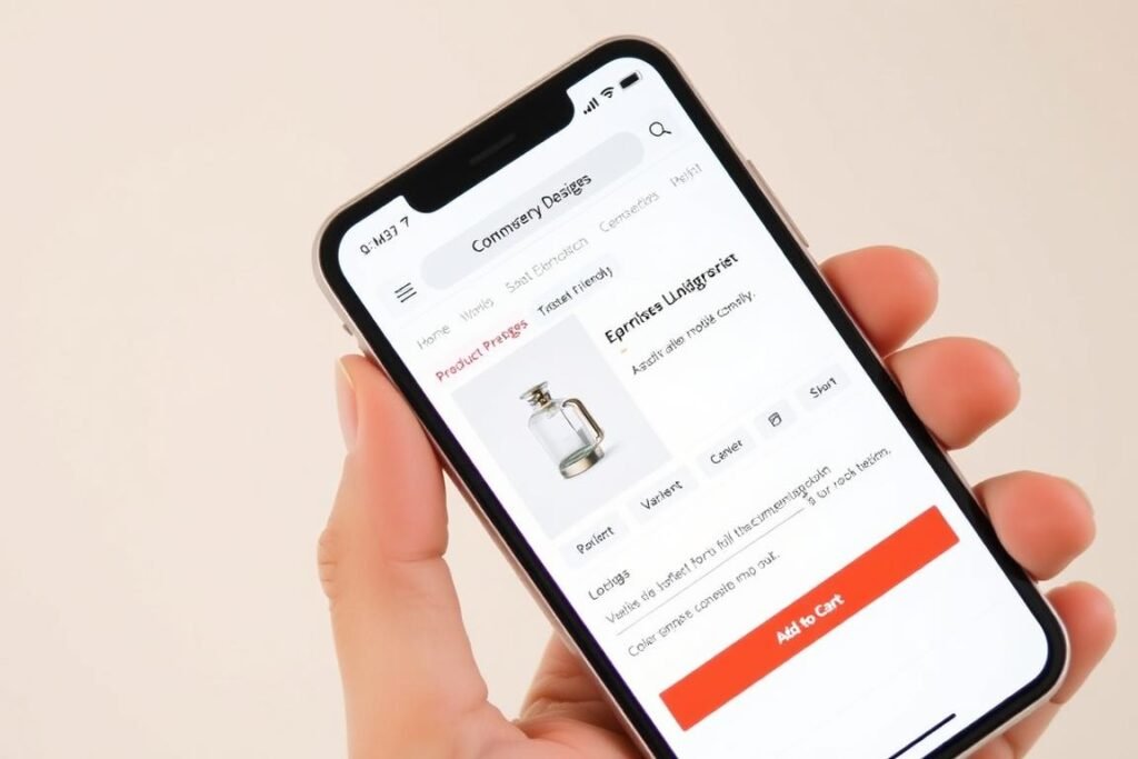 Mobile view of a high-converting e-commerce website showing responsive design principles Mobile view of a high-converting e-commerce website showing responsive design principles