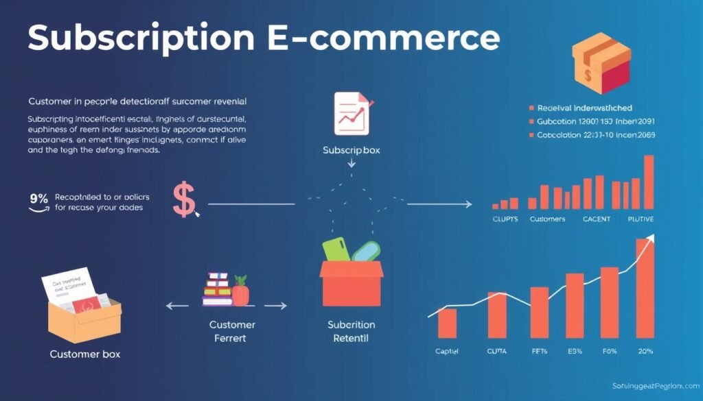 Subscription-based e-commerce model showing recurring revenue streams in the future of online shopping Subscription-based e-commerce model showing recurring revenue streams in the future of online shopping